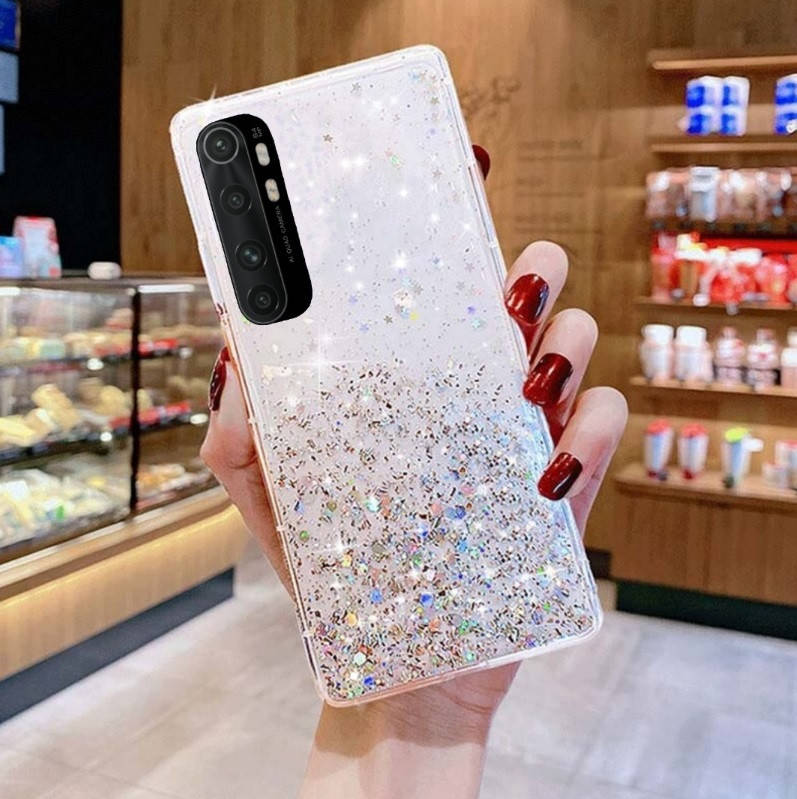 

Блестящий чехол с серебряной фольгой Xiaomi Mi Note 10 Lite, Прозрачный