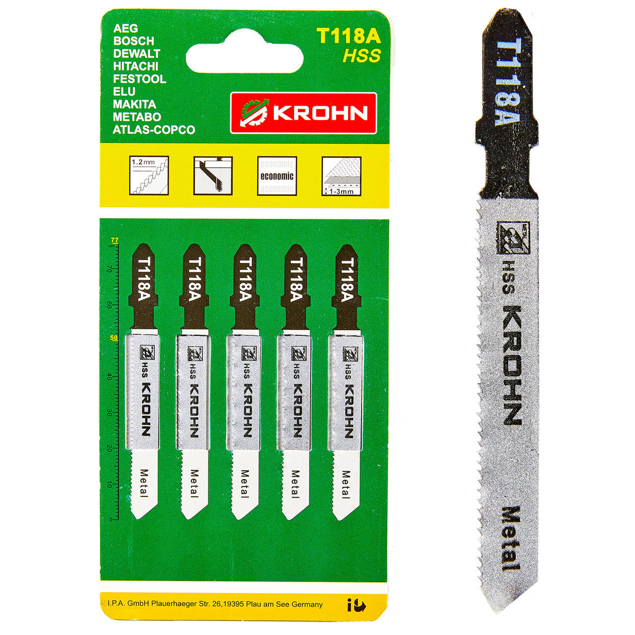 

Пилки по металлу для лобзика KROHN T118A (5 шт)