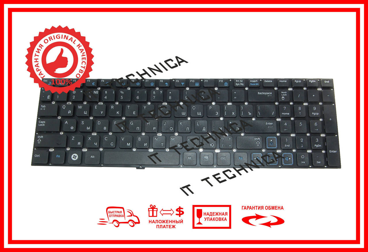 

Клавіатура Samsung RV511 RV513 чорна без рамки, Черный