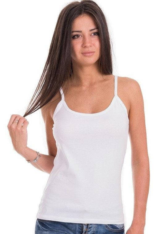 

Базовая майка женская трикотажная хлопковая однотонная, белая 52, Белый