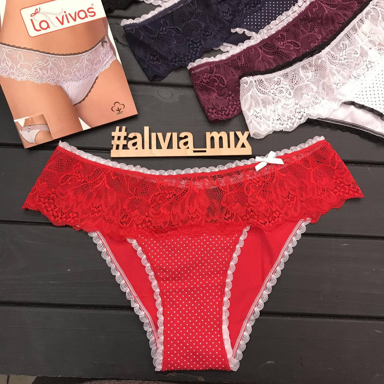 

Яркие хлопковые трусики La vivas Красный, XL