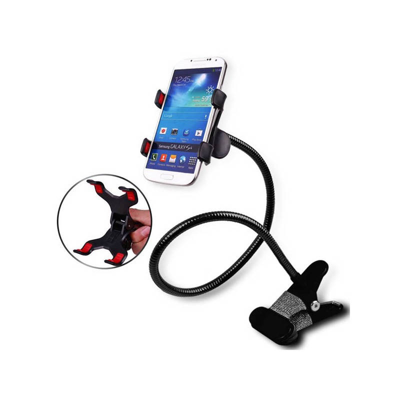 

Универсальный гибкий металлический держатель для телефонов с прищепкой, Черный