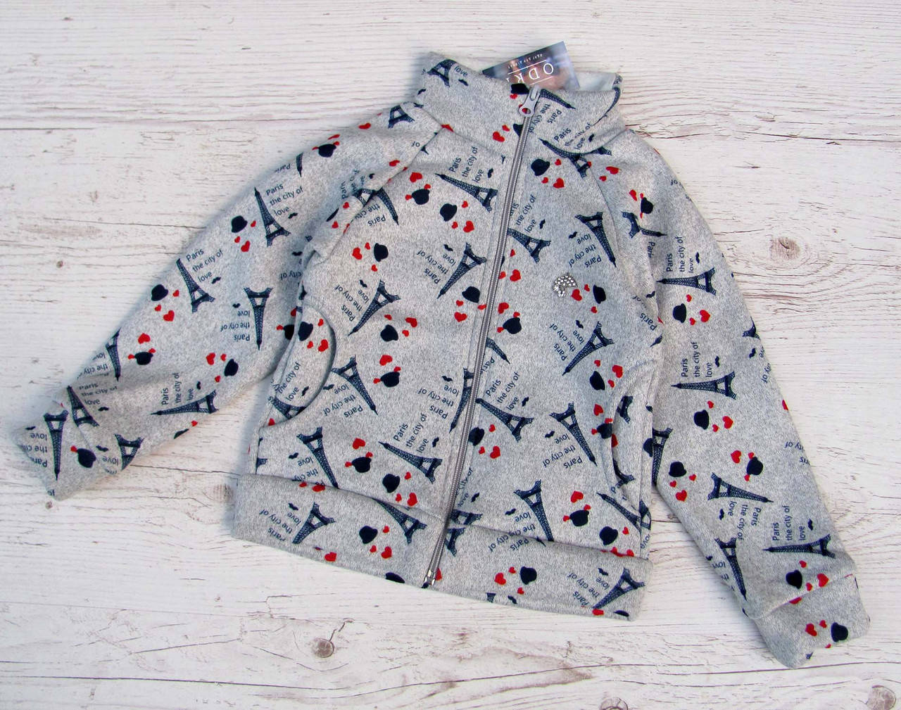 

Р.98 распродажа! тёплая кофта для девочки на замке, Серый