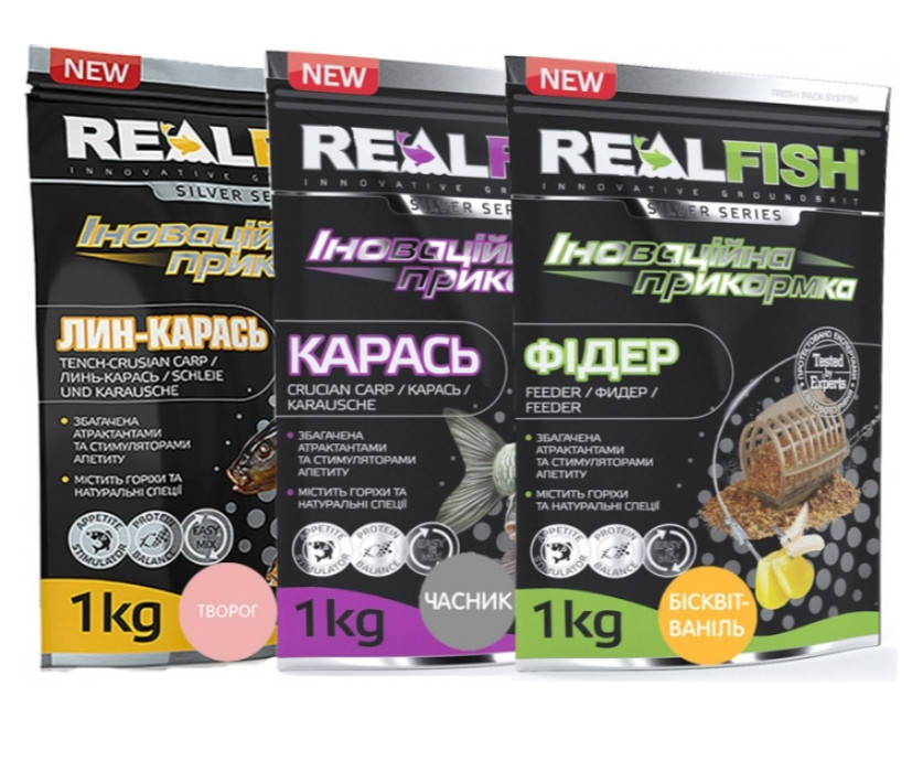 

Прикормки Real Fish карась чеснок1kg