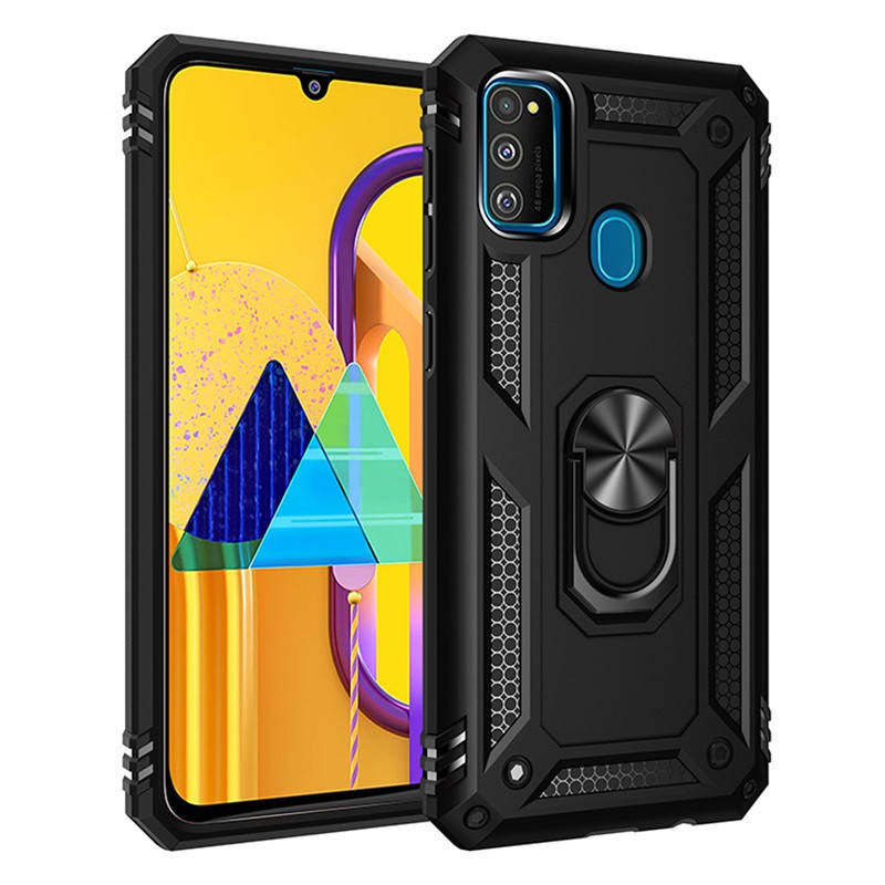 

Противоударный чехол с кольцом подставкой для Samsung Galaxy M30s черный