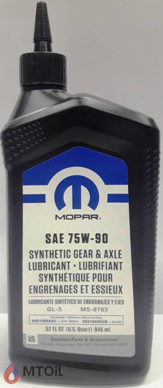 

Трансмиссионное масло Mopar Gear & Axle 75w90 ( 68218655AA / 68218655AB ) 0,946л