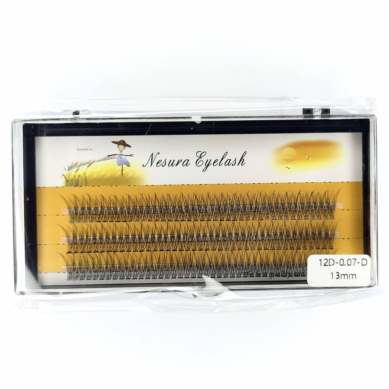 

Ресницы Nesura Eyelash 12D Ласточкин хвост, 13 мм, изгиб D, 0,07, 120 пучков Несура рыбий хвост, Черный