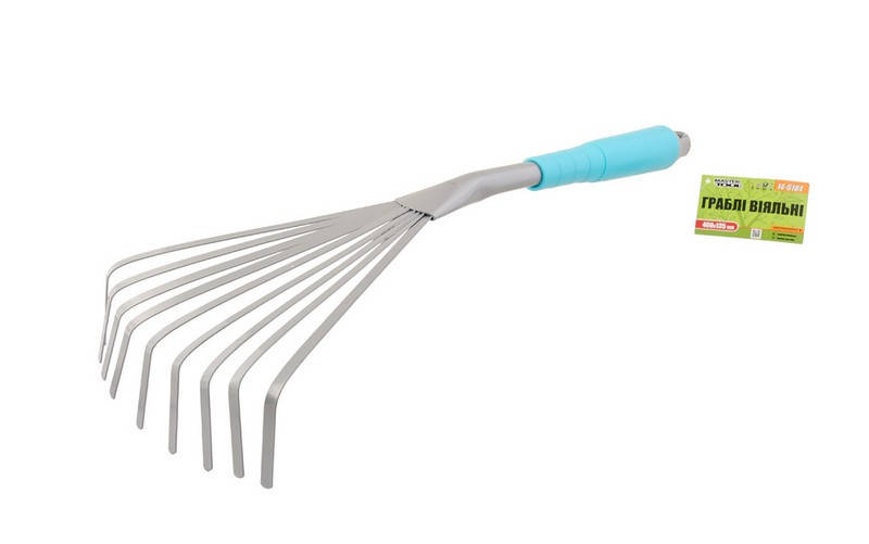 Грабли веерные MASTERTOOL с пластиковой ручкой 9 зубов 400х135 мм 14-6184