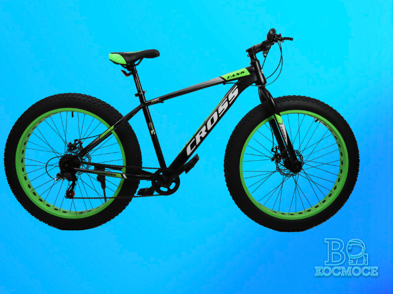 

Велосипед фэтбайк Cross Tank Колеса 24" Рама 16" Черный-Зеленый внедорожный подростковый рост 155 - 175см, Зелёный