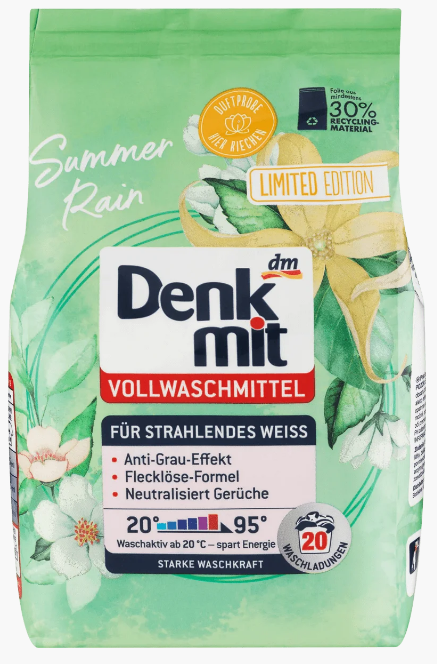 

Стиральный порошок для белого белья Denkmit Vollwaschmittel Summer Rain 1,3 kg 4058172586859