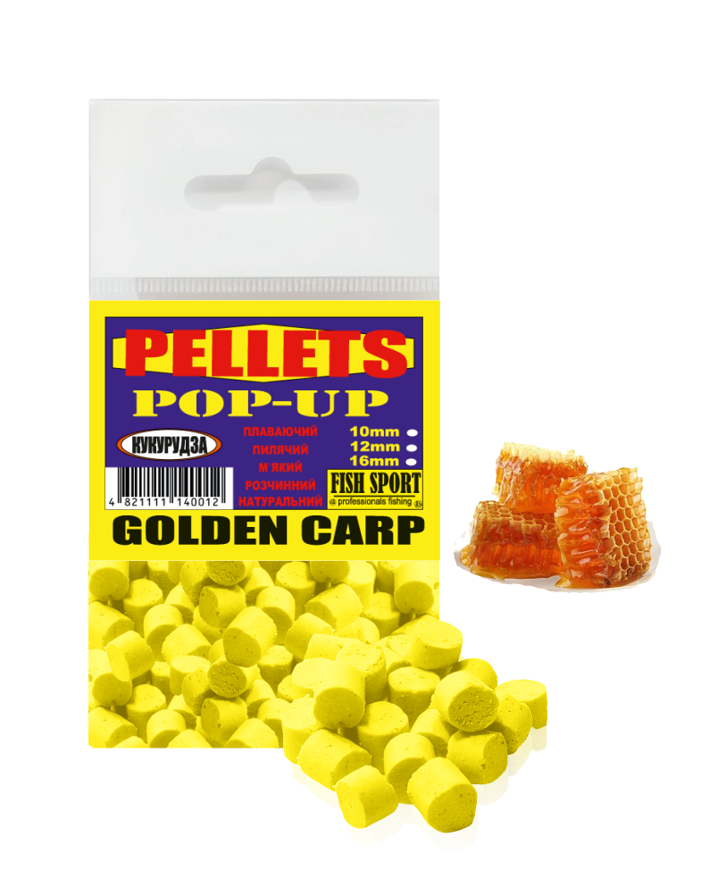 

Пеллетс плавающий (МЕД) 12mm GOLDEN CARP POP-UP, Жёлтый