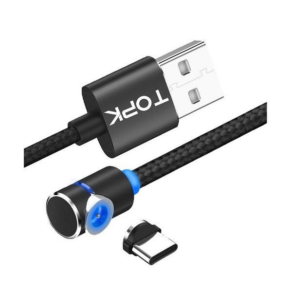 

Магнитный кабель TOPK 2 метра ПОВОРОТ 90° USB 2.0 для зарядки AM51 Type C (ЧЕРНЫЙ)