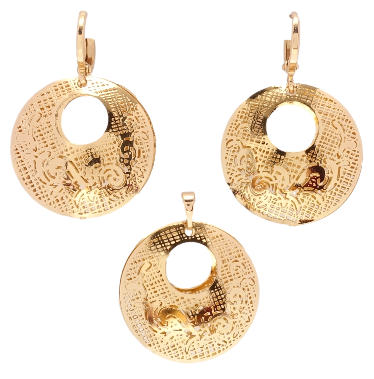 

Набор Xuping Позолота 18K Серьги Кулон "Резные круги"