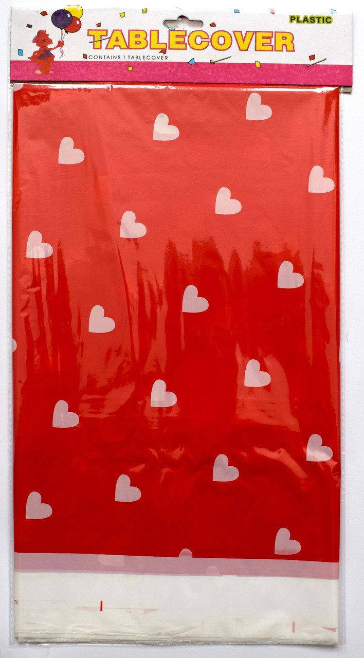 

Скатерть праздничная красная в белые сердечки