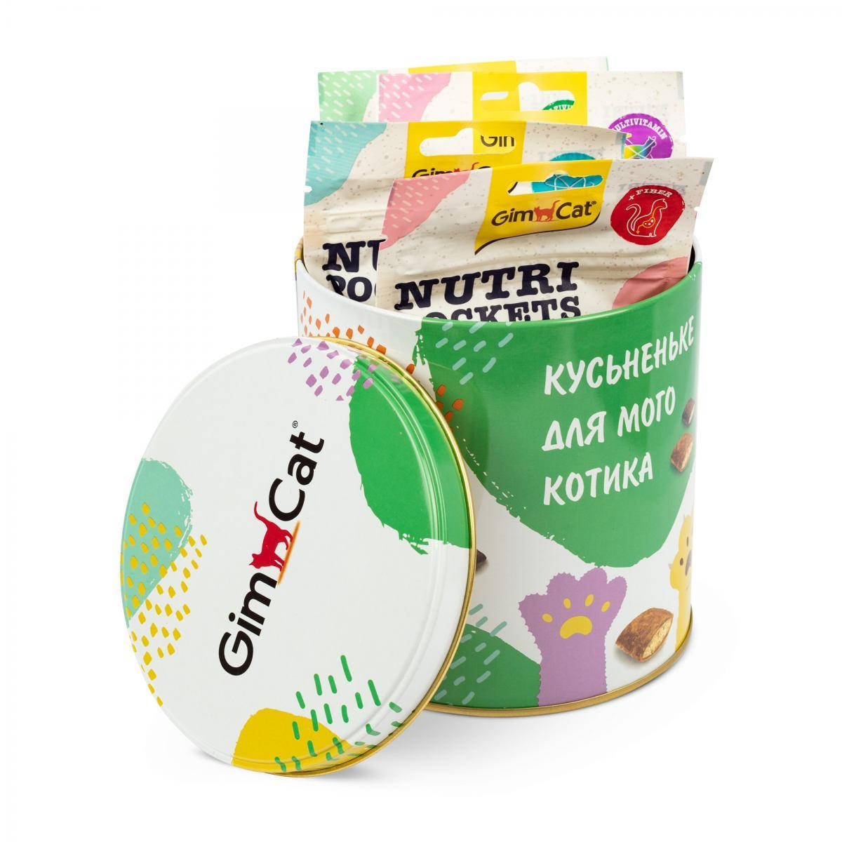 

Набор лакомств для кошек GimCat Nutri Pockets, 4 вида в металлической банке