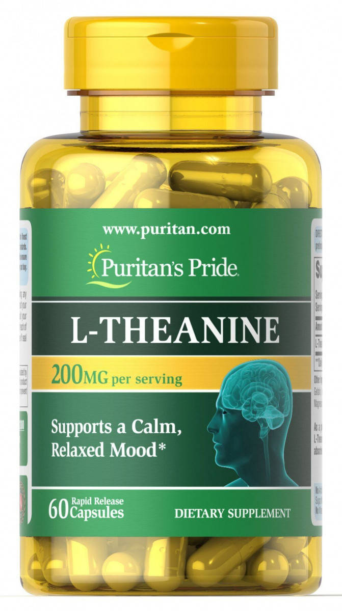 

L-Теанин, L-Theanine, Puritan's Pride, 200 мг, 60 капсул (PTP-12880)