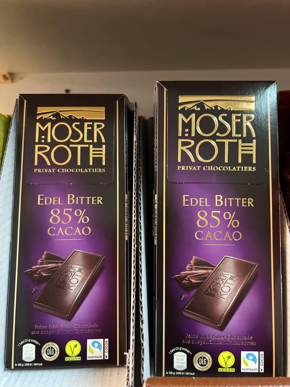 

Черный шоколад 85% Moser Roth 85% "Edel Bitter" 125 гр. Германия