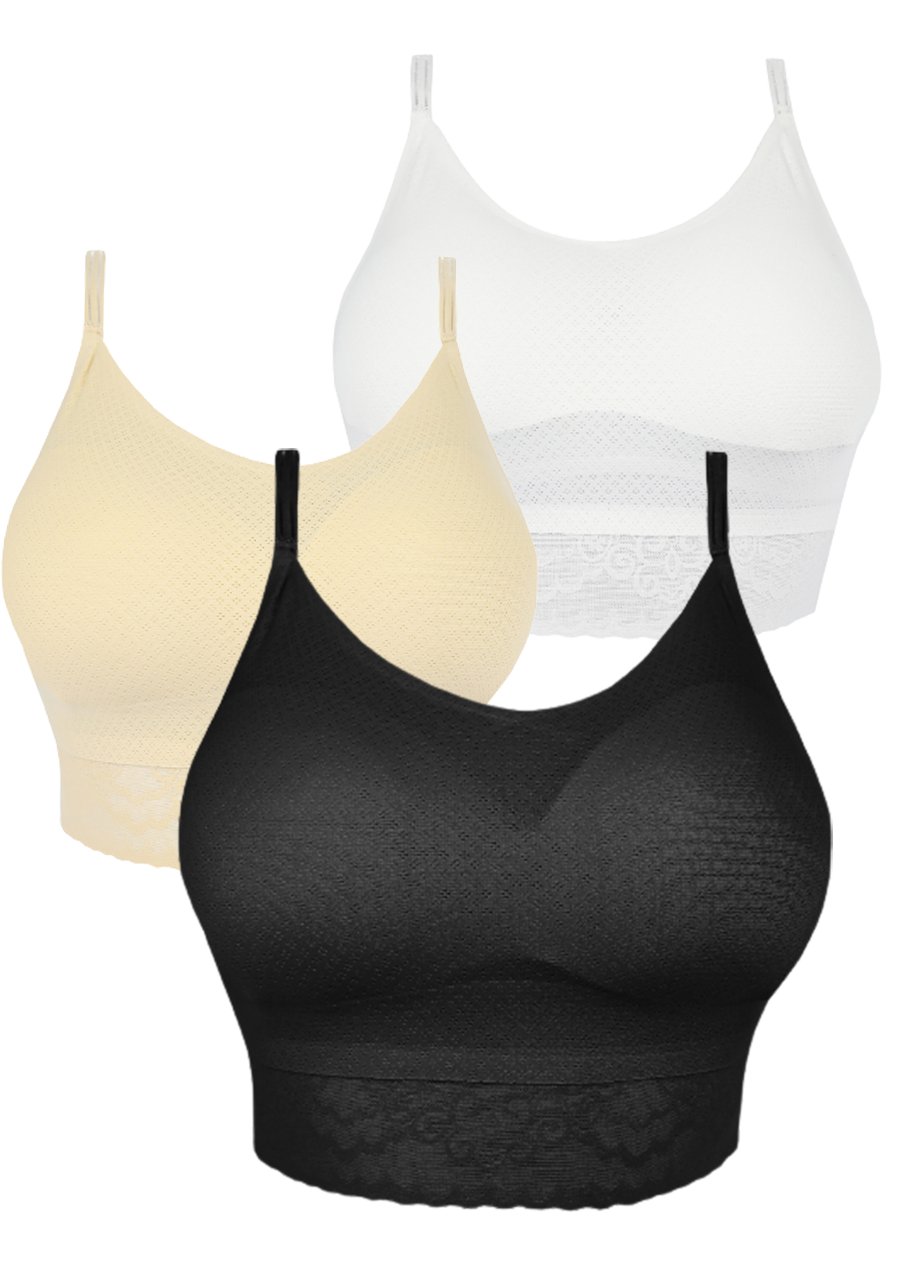 

Бюстгальтер топ кружевной женский бесшовный Janel, 75В, Бежевый