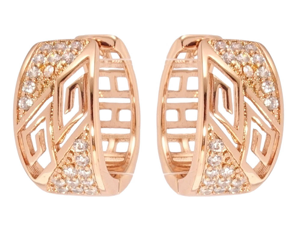 

Серьги Xuping Позолота РО колечки "Резной орнамент с инкрустацией цирконием"