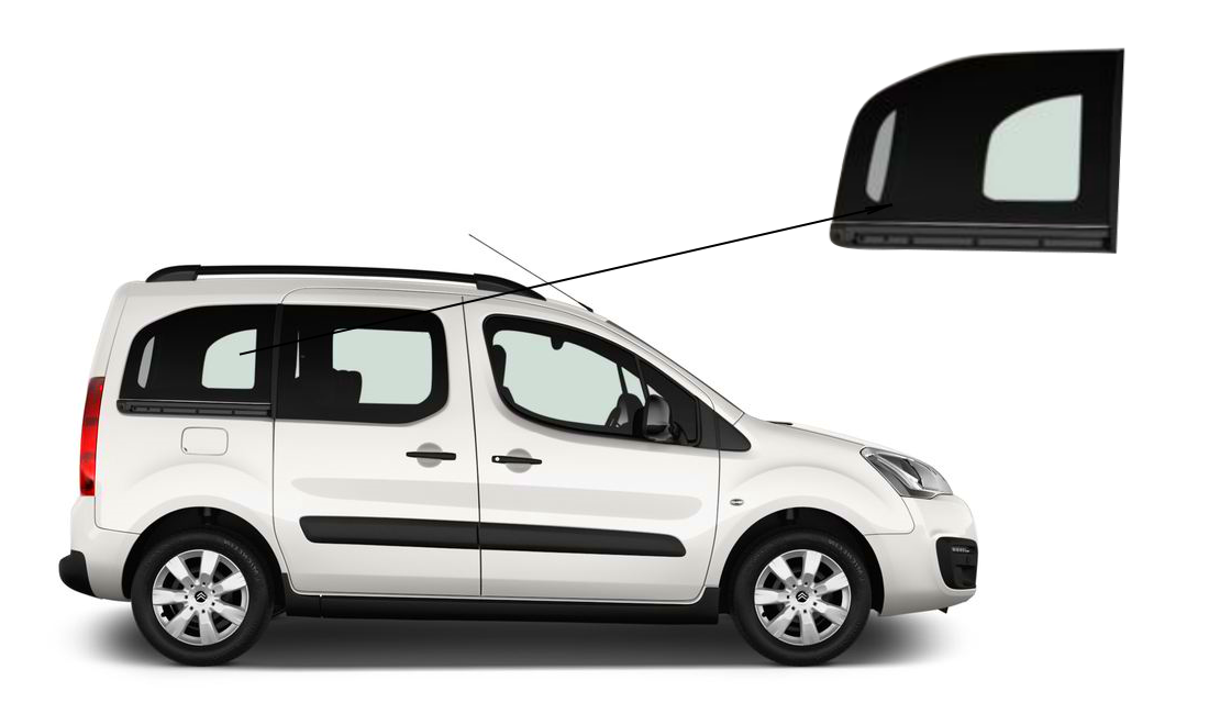 

Боковое стекло Citroen Berlingo 2008-2018 заднее правое