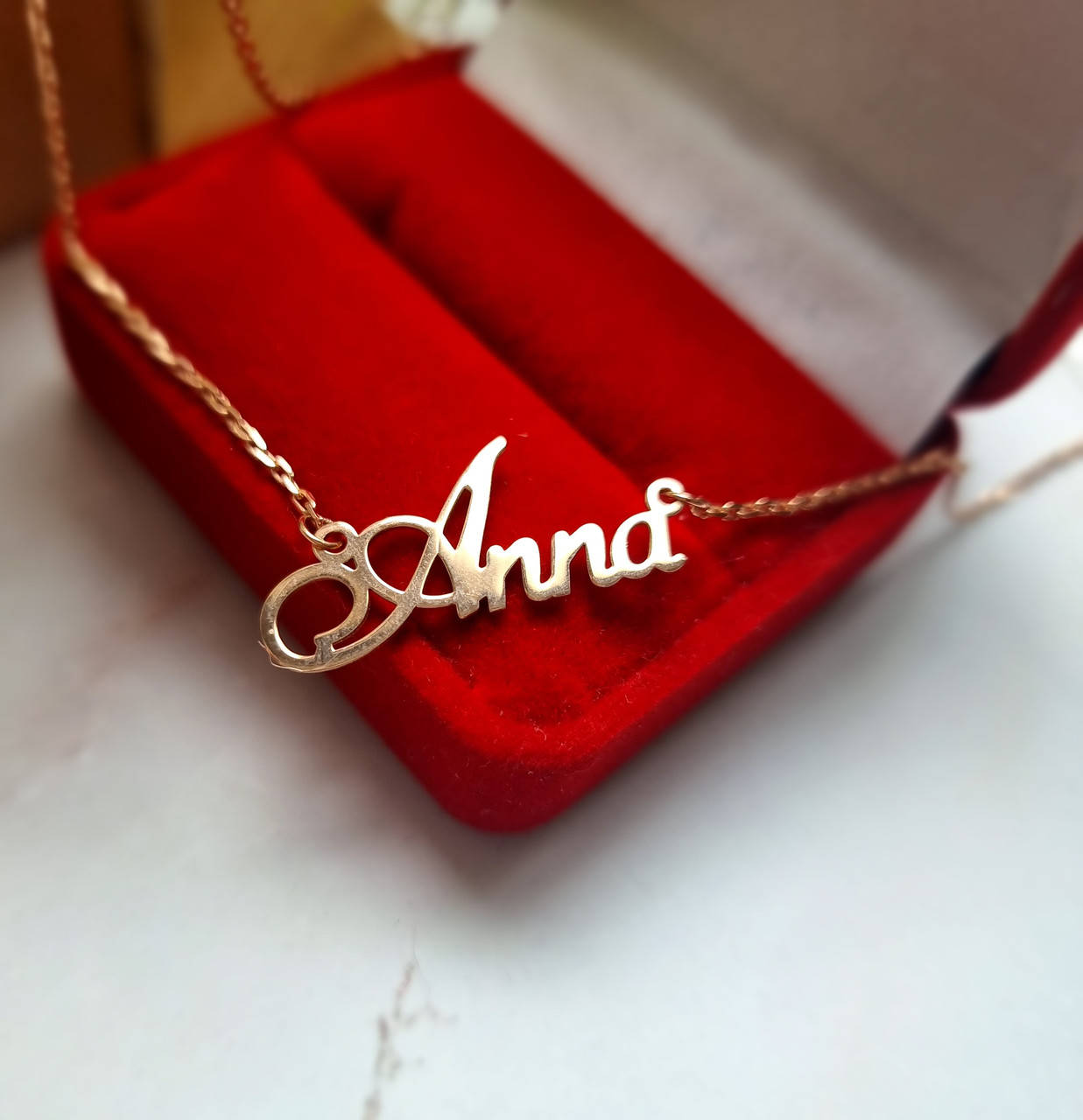 

Колье с именем Анна Anna серебряное с позолотой подвес на цепочке