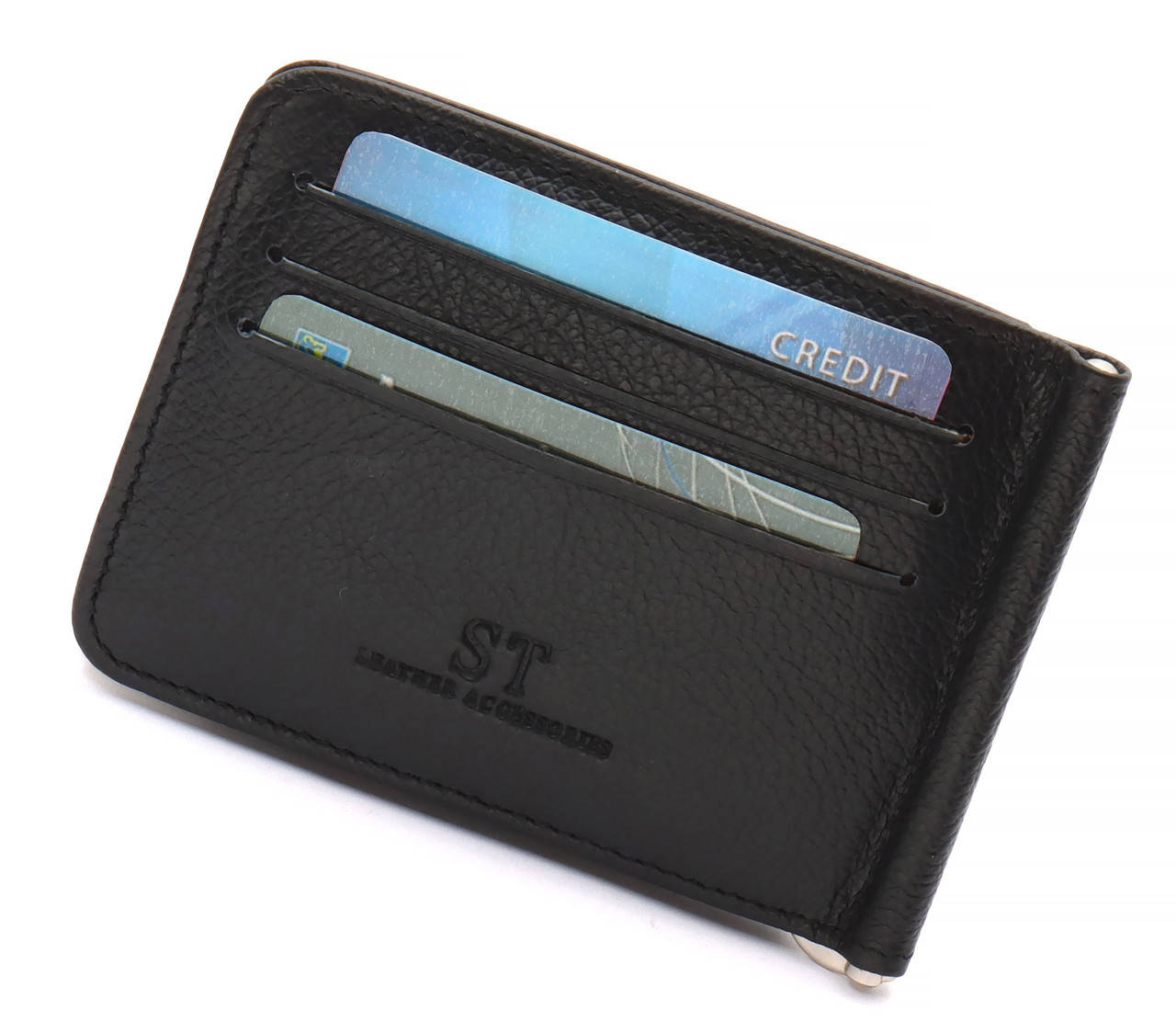 

Черный зажим для банкнот и карточек из натуральной кожи ST Leather ST451