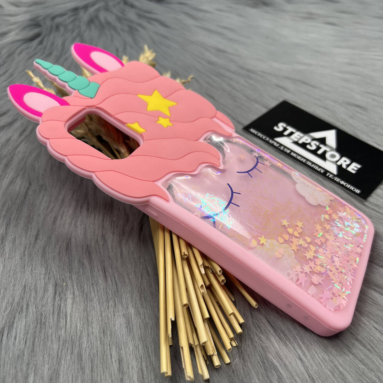 

Чехол 3D Unicorn единорог для Samsung A71 А715 переливайка Розовый