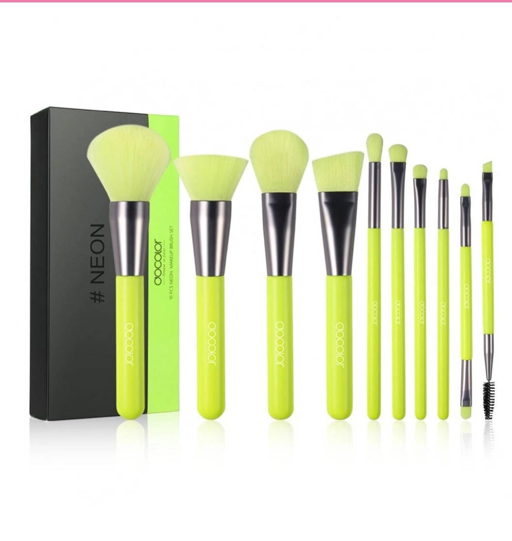 

Набор кистей для макияжа N1001 NEON GREEN (10 шт.)