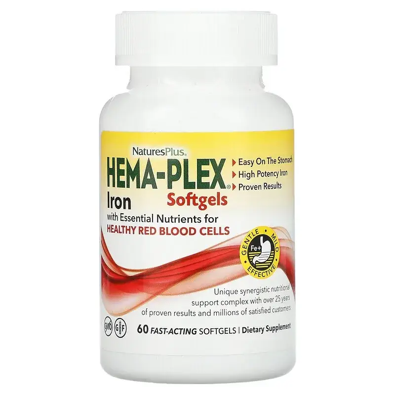 

Nature's Plus, Hema-Plex, 60 капсул быстрого действия