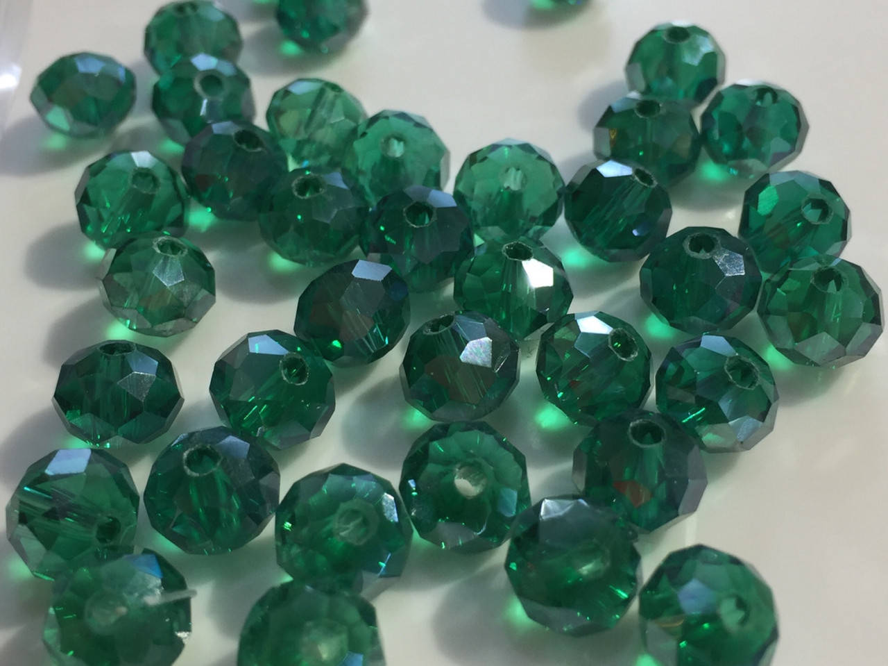 

Рондели стекло 6х8мм, цвет Green Zircon, AB 1шт