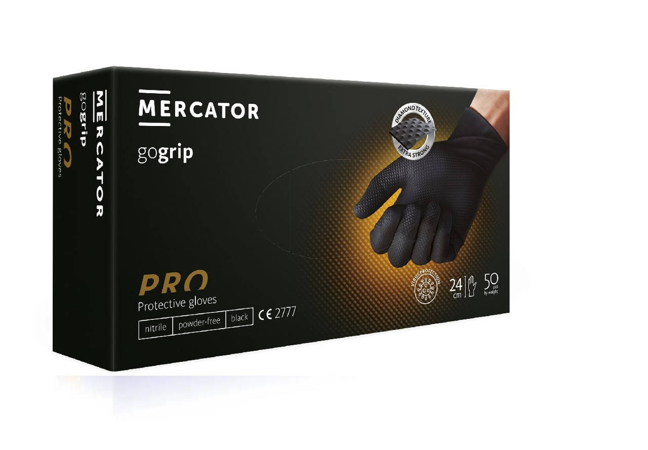 

Сверхпрочные нитриловые перчатки POWERGRIP BLACK (GO GRIP, Черный