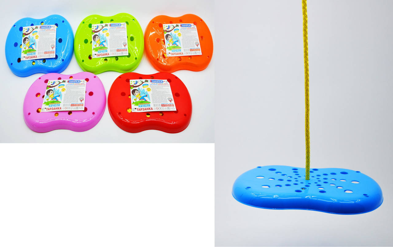 

Качель подвисная "Тарзанка", 1 шнур 2,5м. 1 кроншт. 5 цветов, легк.монт-демонт., 35*25*3см, ТМ MAXIMUS,