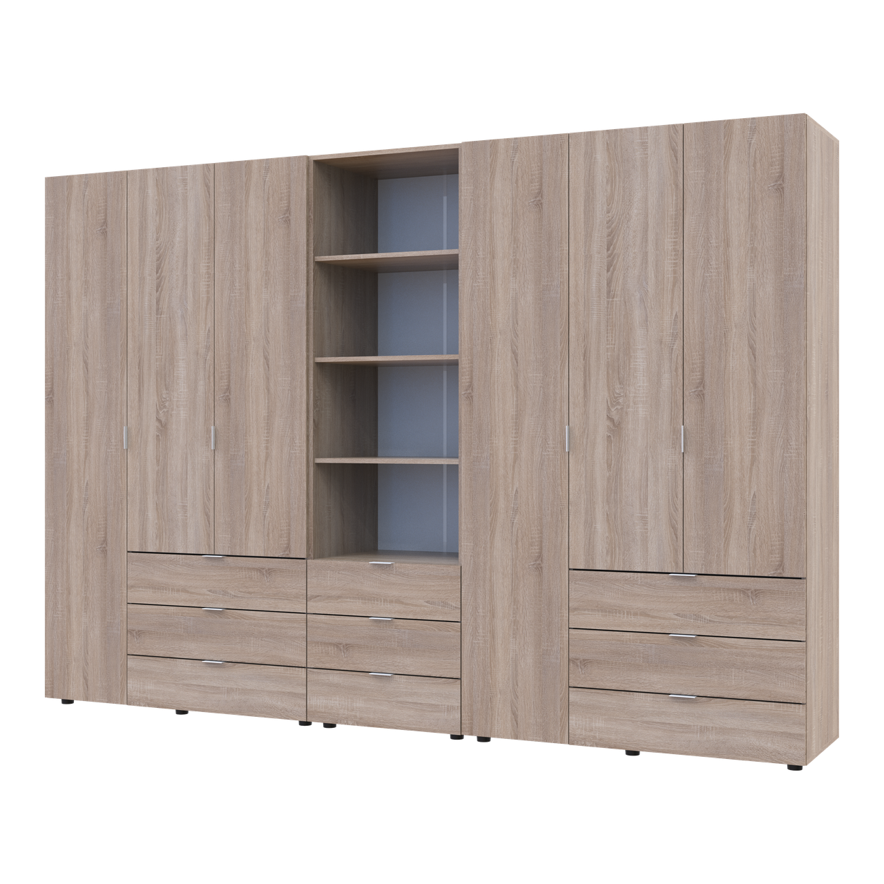 Шафа для одягу Doros Гелар Дуб сонома 3+3ДСП з пеналом 292.4х49.5х203.4 (42005184)