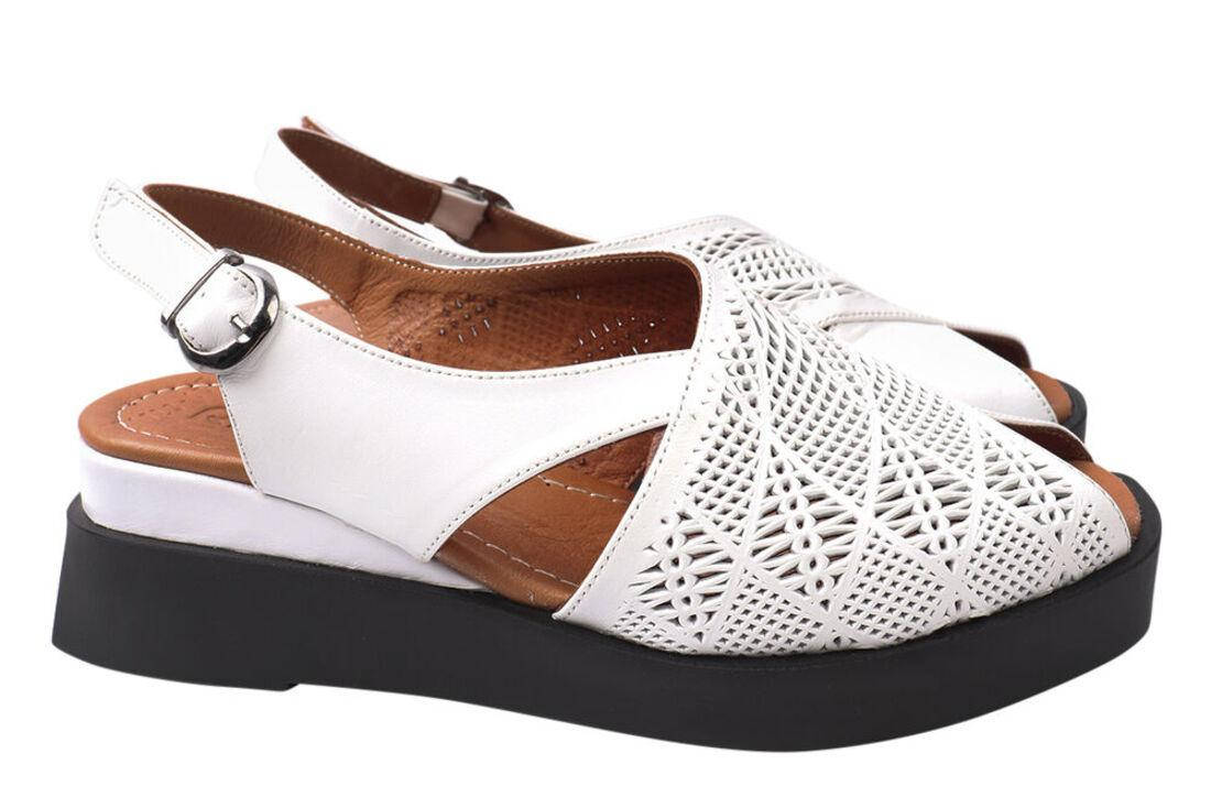 

Босоножки женские из натуральной кожи, на платформе, белые, Ripka