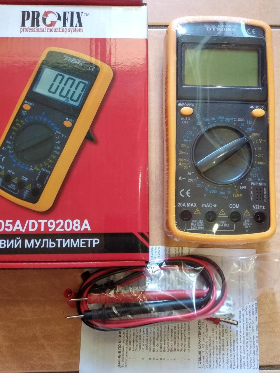 

Цифровой мультиметр ProFix DT9208A (+ термопара)