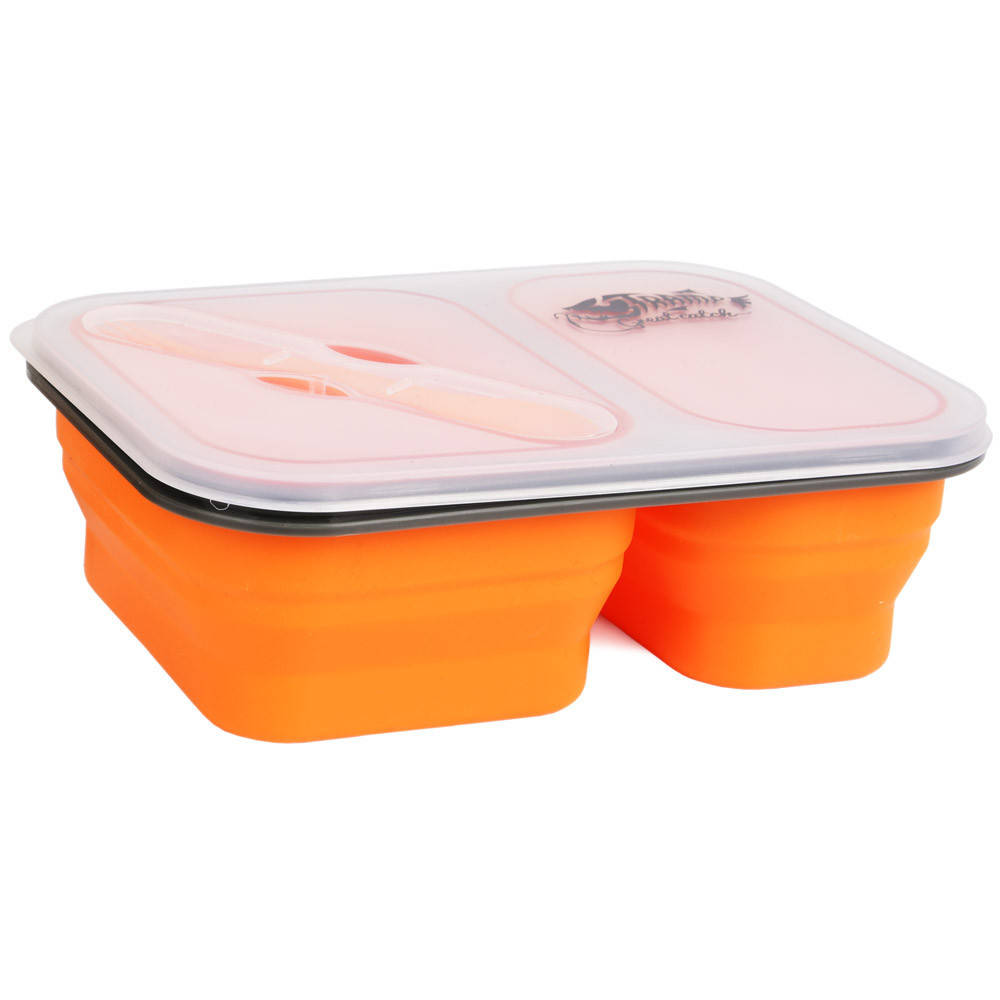 

Контейнер ланч бокс силиконовый 2 отсека с ловилкой 900мл Tramp TRC-090 Orange