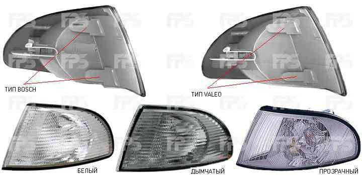 

Правый указатель поворота Ауди A4 (B5) 95-99 (тип valeo) белый без патрона / AUDI A4 B5 (1995-2001) Код: FP
