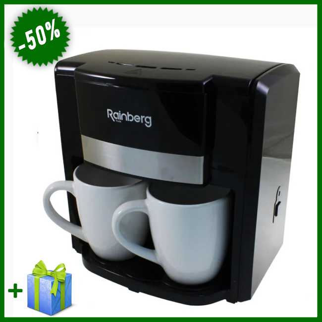 

Кофеварка капельная Rainberg RB-613 500 Вт с двумя керамическими чашками