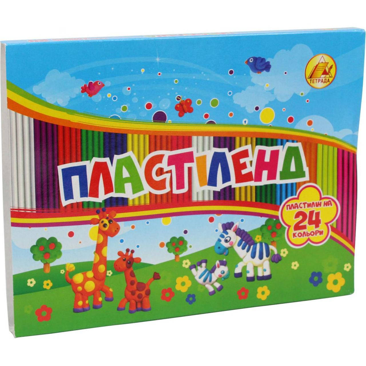 

Пластилин 24 цвета 370 гр Липландия / Пластиленд /Тетрада / (20)