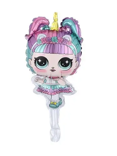 

Фольгированный шар мини фигура Кукла Лол Единорог 46х24см (17"), Разные цвета