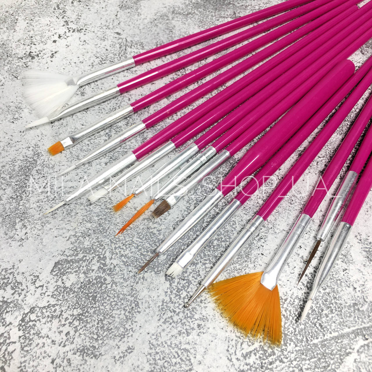 

Набор кистей для наращивания, рисования и дизайна ногтей, 15 шт, малиновые, №4