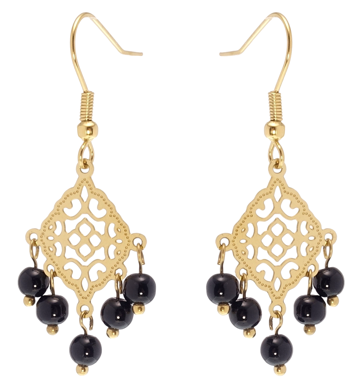 

Серьги Xuping TTM Stainless Steel Лимонный оттенок подвески французский замок "Ажурные подвески с черными