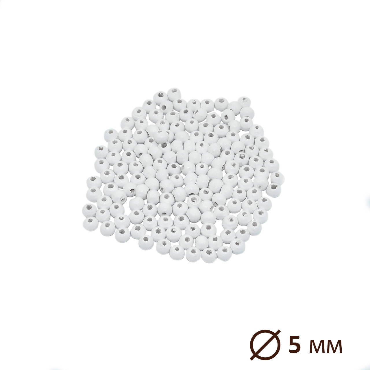 

Дерев'яна намистина кругла, Біла Ø 5 мм, 10 шт