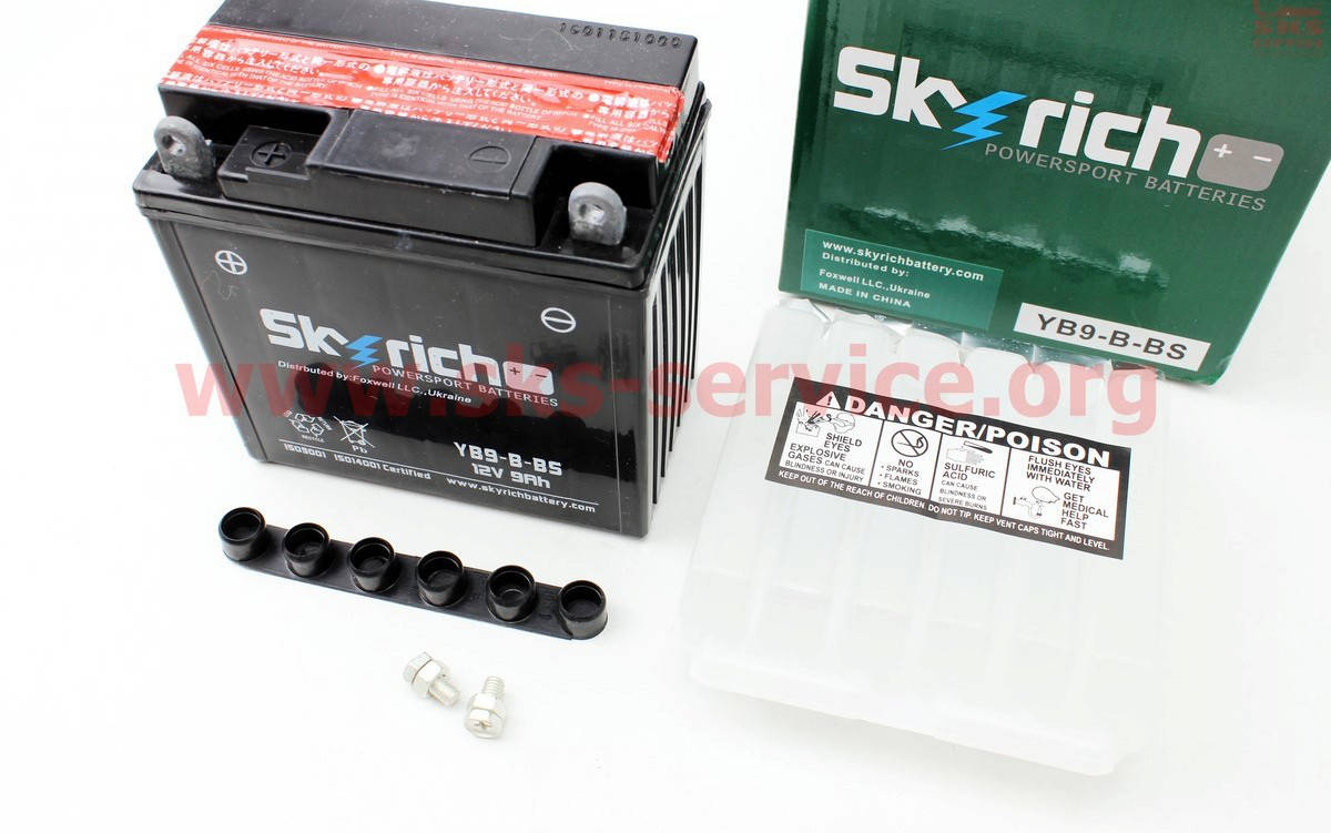 

Аккумулятор на мототехнику 9Аh МОТО YB9-B-BS (кислотный, сухой) 135/75/135мм