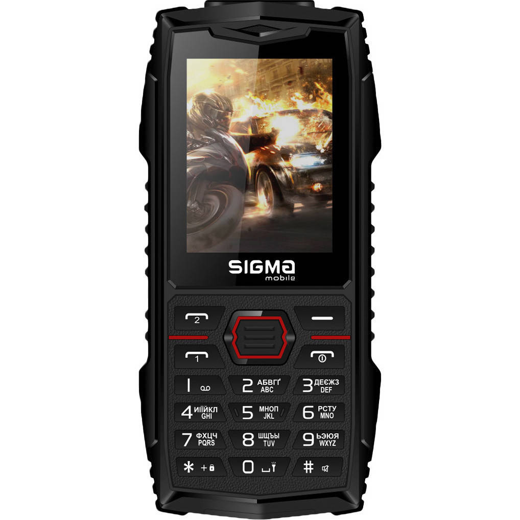 

Кнопочный телефон защищенный с камерой и фонариком Sigma mobile X-treme AZ68 Black/Red ПРЕДОПЛАТА 100%, Черный