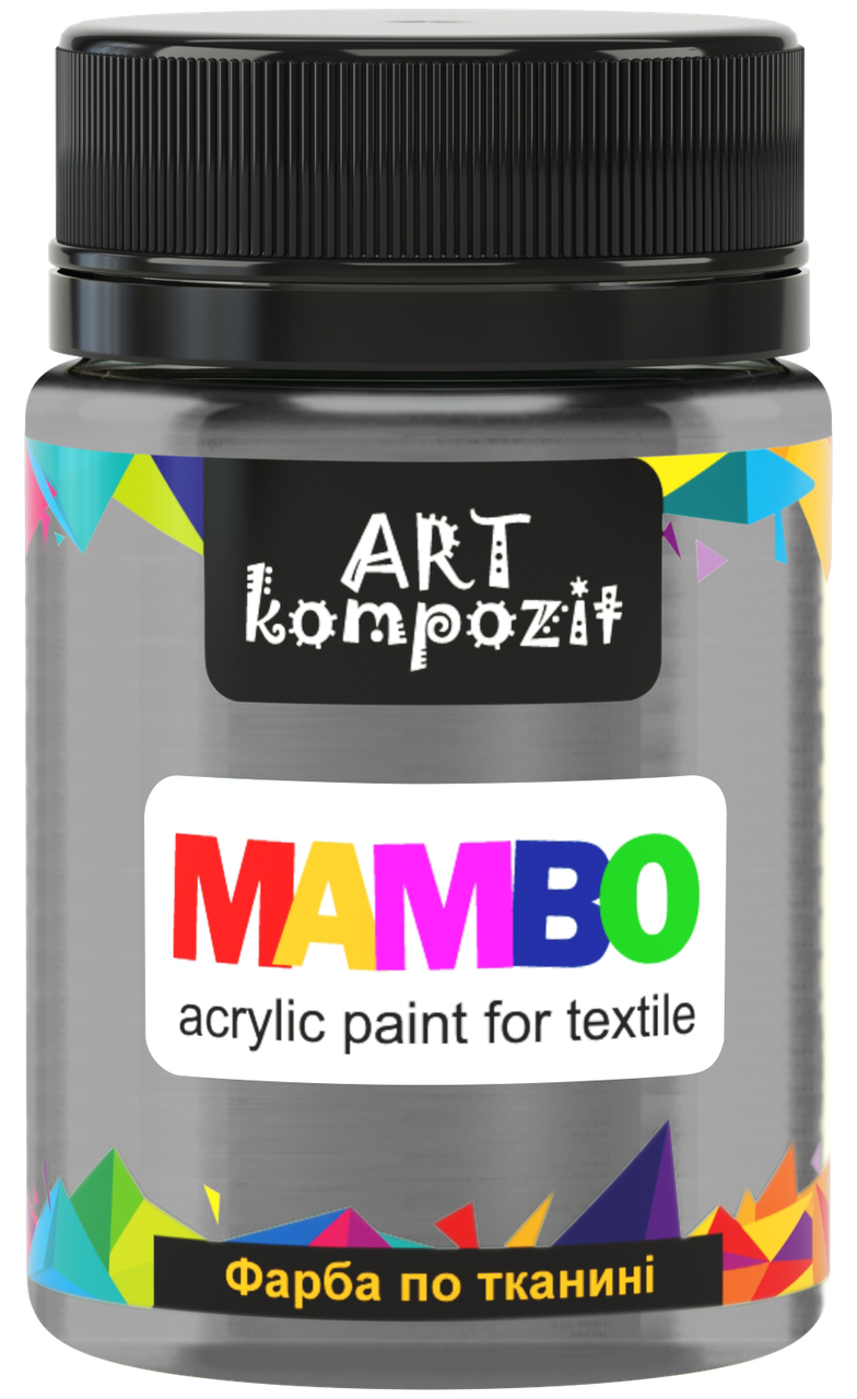 

Фарба по світлій та темній тканині ПЛАТИНОВИЙ МЕТАЛІК, 50мл, MAMBO "ART Kompozit"
