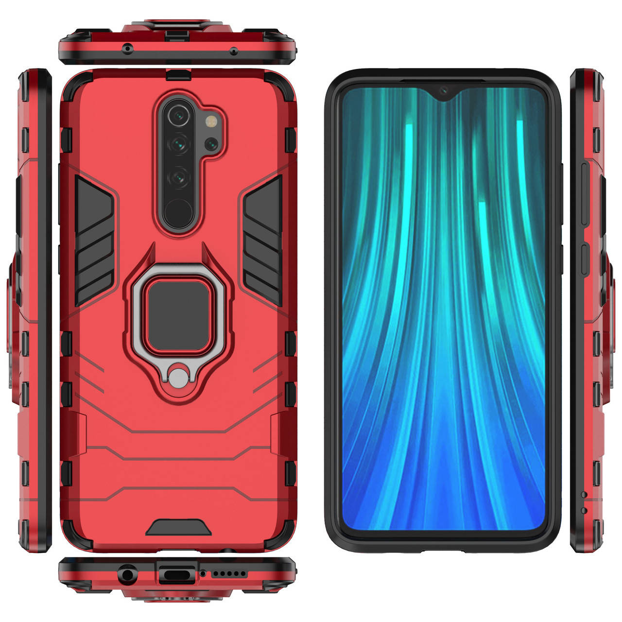 

Бронированный чехол для Xiaomi Redmi Note 8 Pro с кольцом Red, Красный