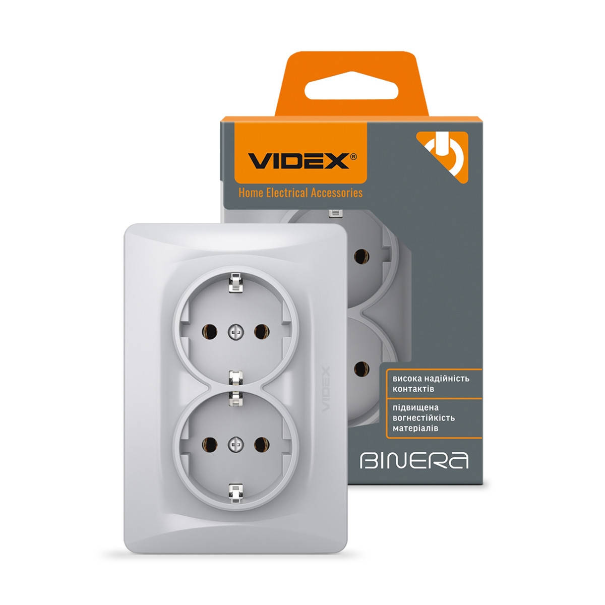 

Розетка встроенная двойная с заземлением VIDEX BINERА серебряный шёлк VF-BNSK2G-SS