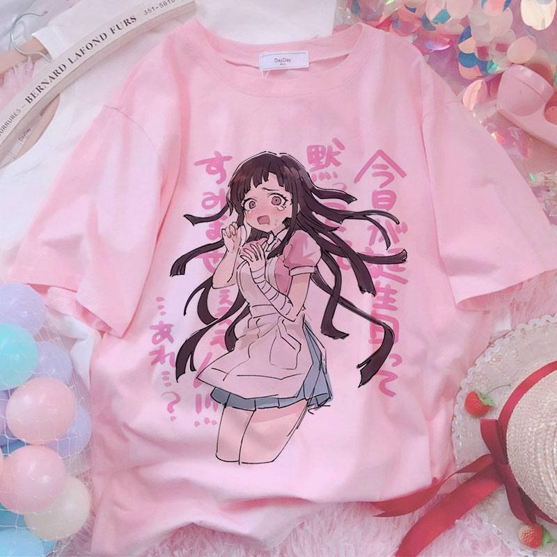 

Футболка Kawaii Аниме Женская розовая с рисунком, Розовый