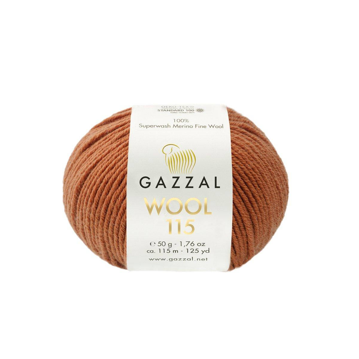 

Gazzal Wool 115 (Газзал Вул 115) № 3317 терракот (Пряжа мериносовая, нитки для вязания), Терракота